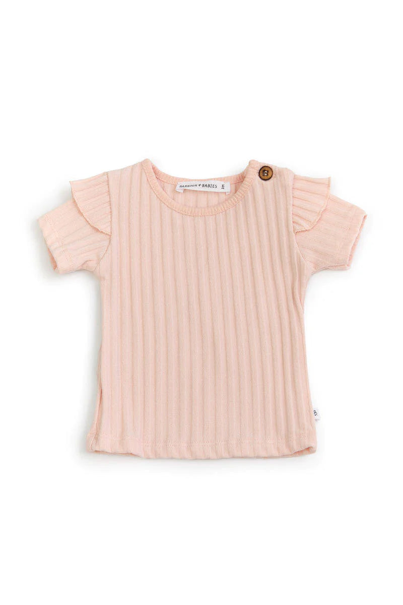 Shirt Volant con Leggins Rosa Chiaro