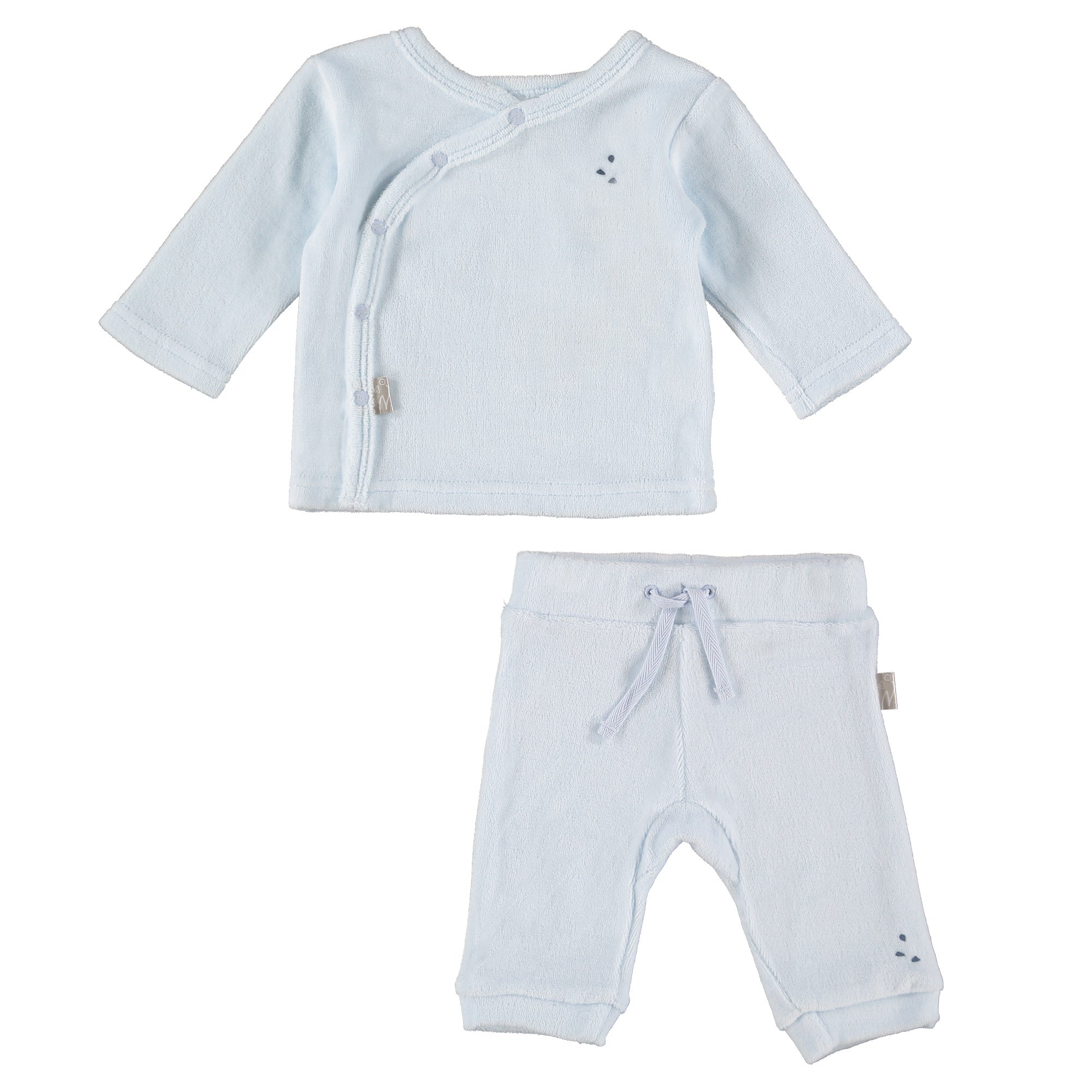 Set pantalone e maglia ciniglia di Bamboo-Celeste