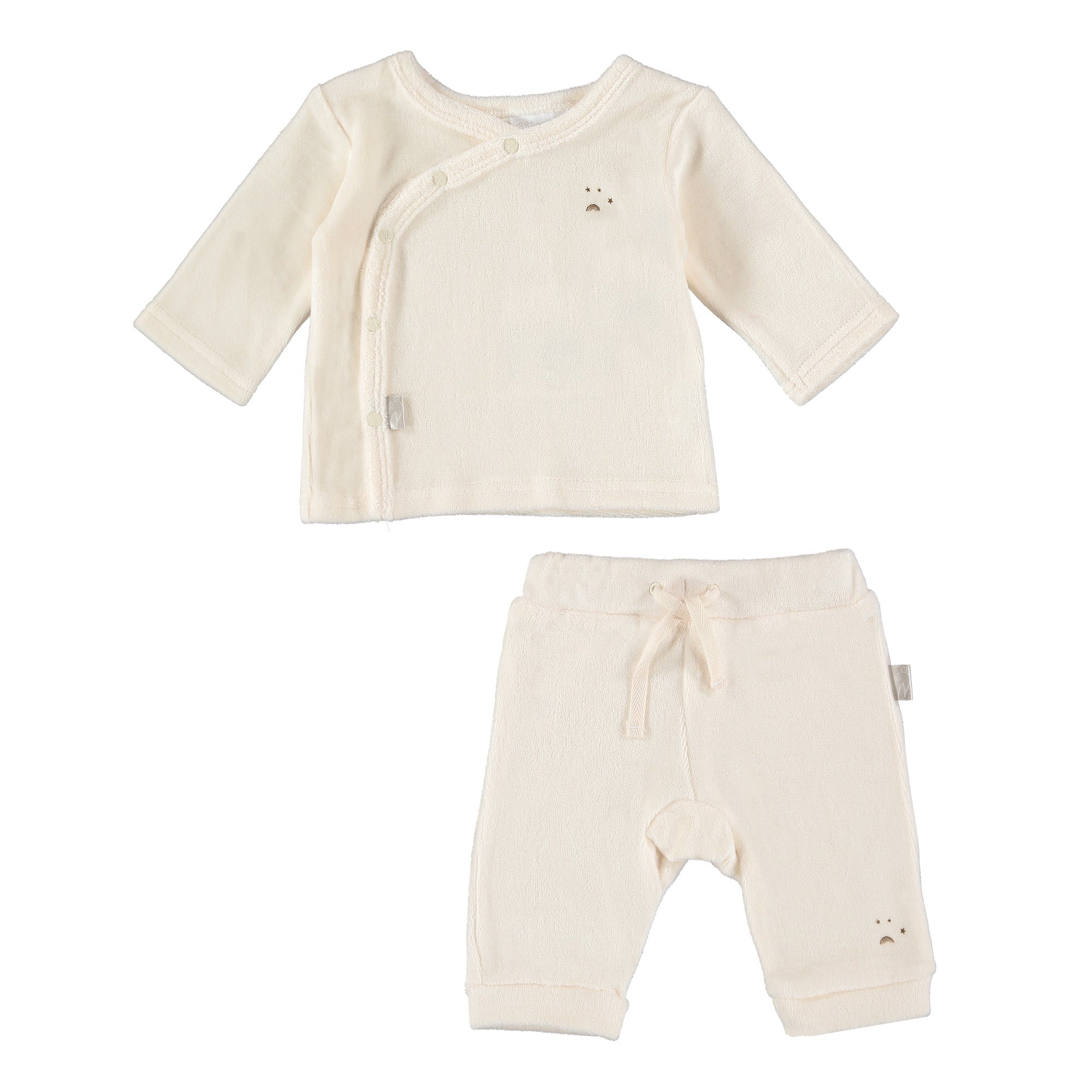 Set pantalone e maglia ciniglia di Bamboo-Avorio
