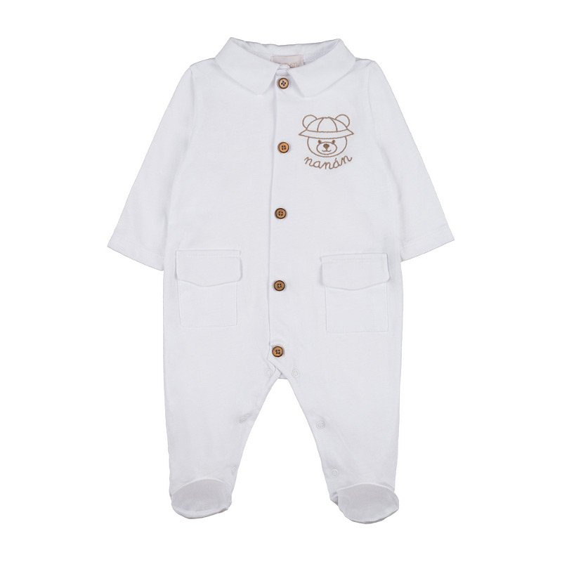 Tutina aperta davanti con piedini Bianco