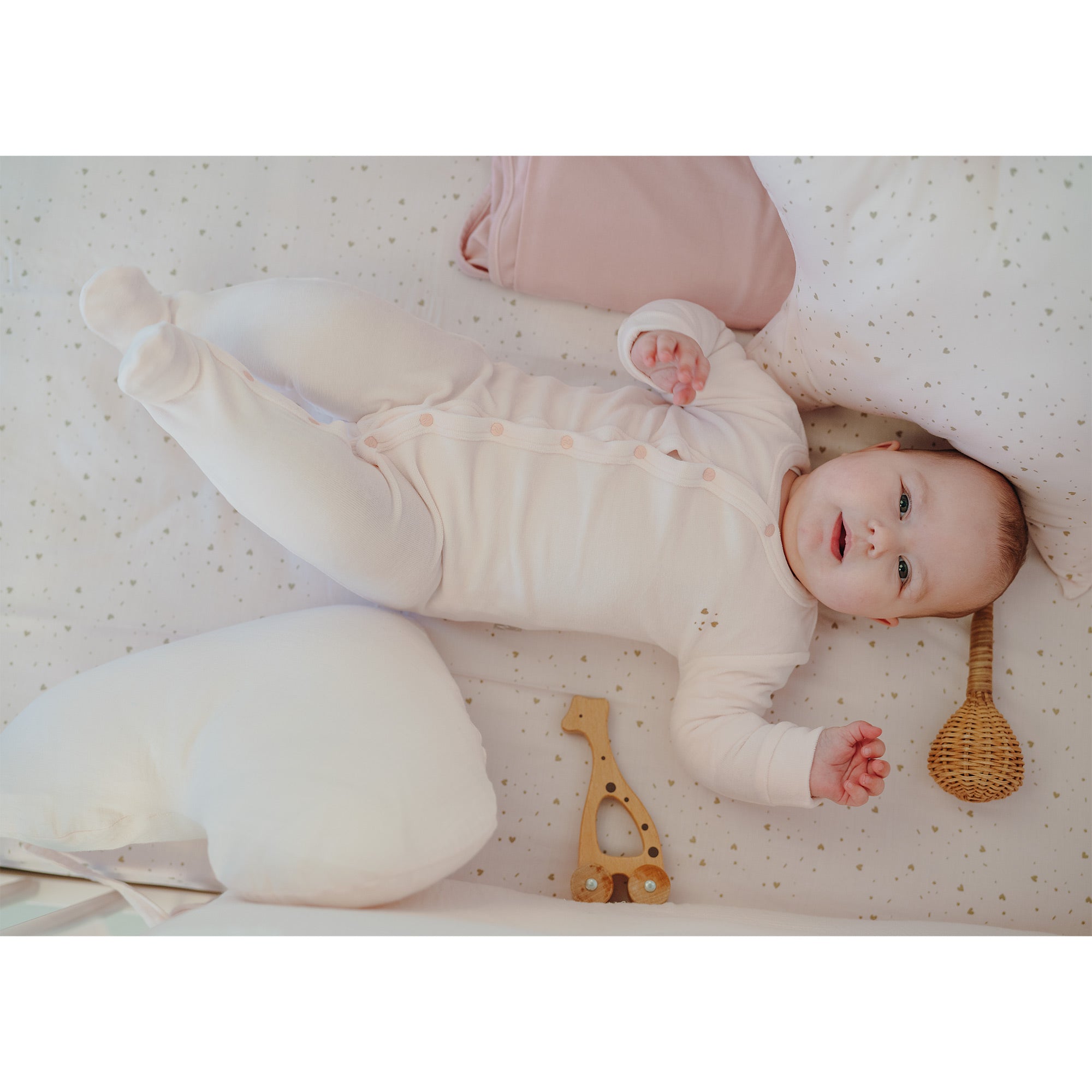 Tutina ciniglia di bamboo con piedi-Avorio