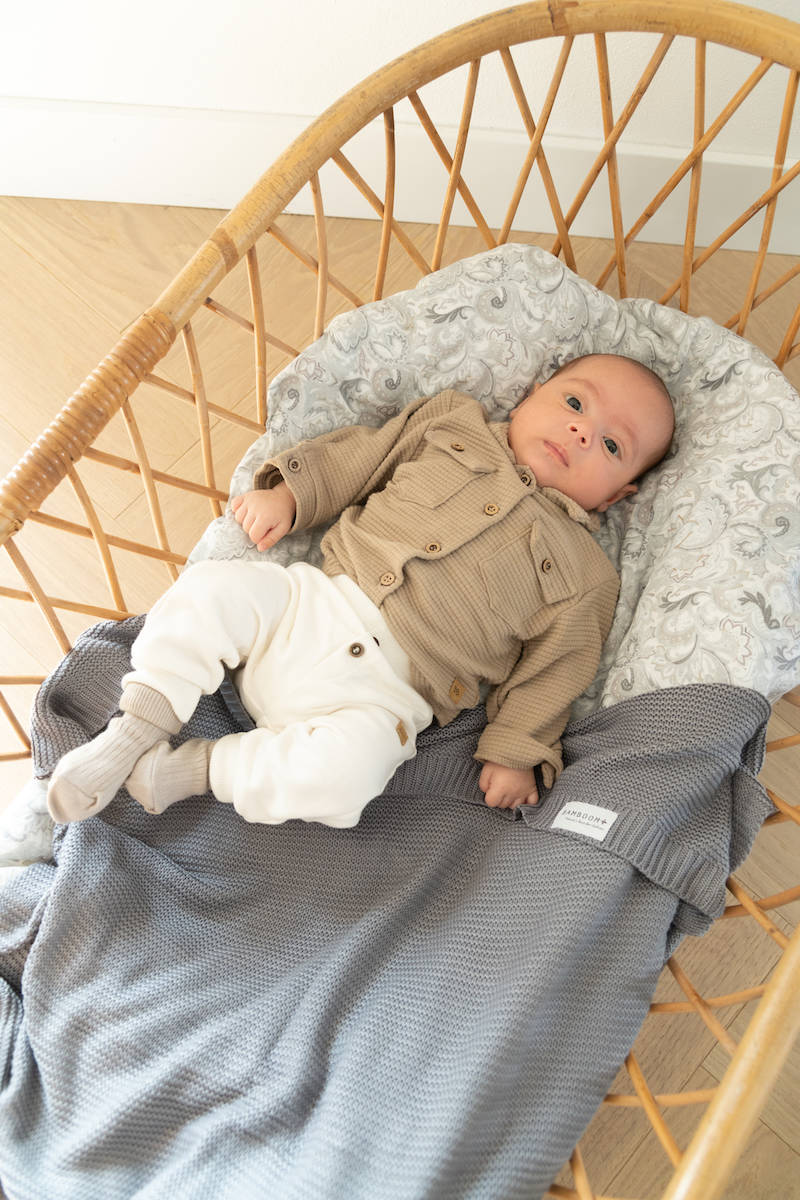 Coperta culla neonato 75x100 fatta a maglia, grigio