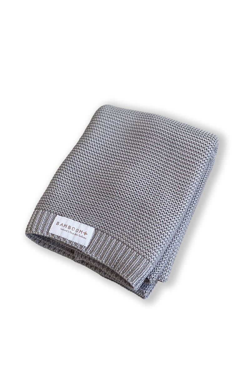 Coperta culla neonato 75x100 fatta a maglia, grigio caldo