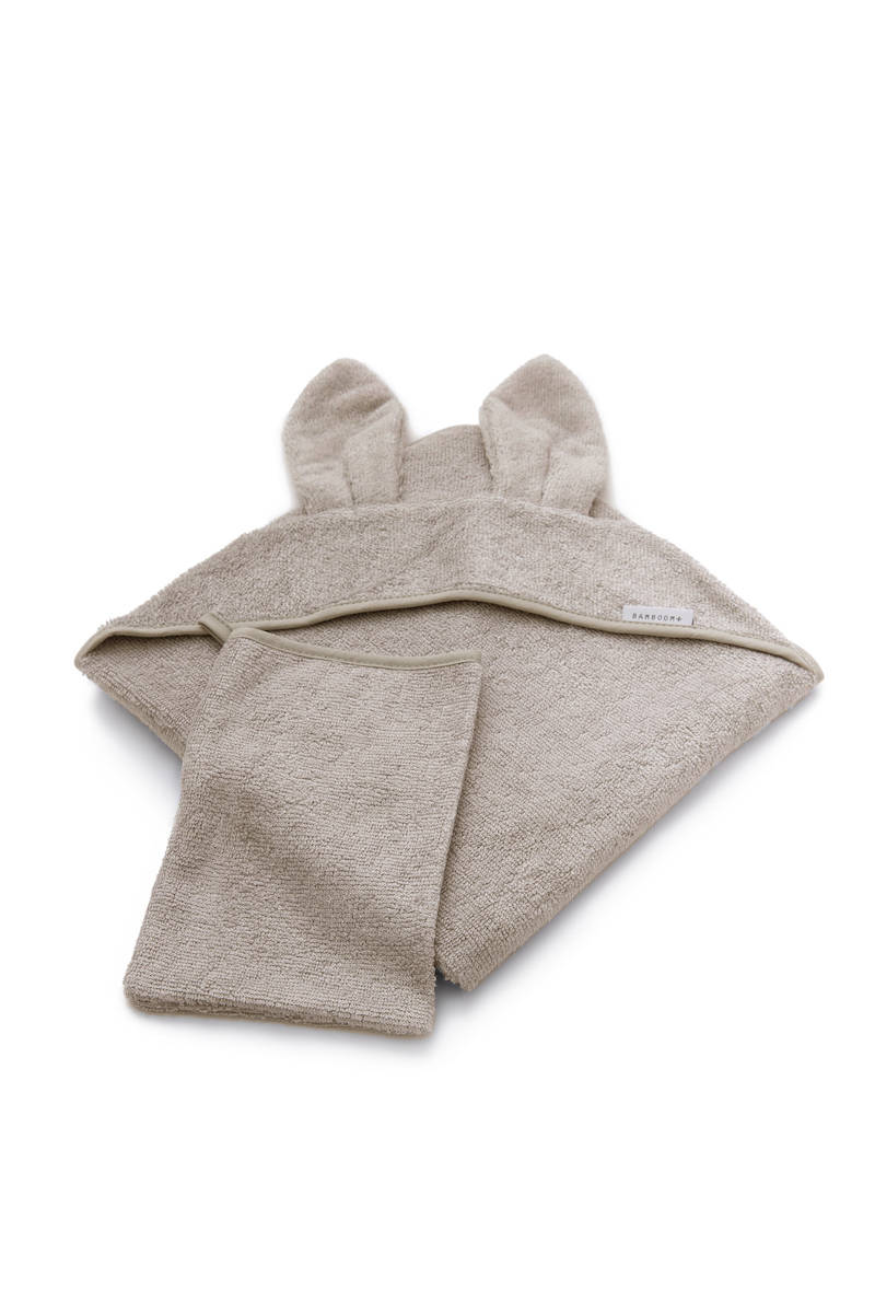 Asciugamano neonato con orecchie + guanto, cammello