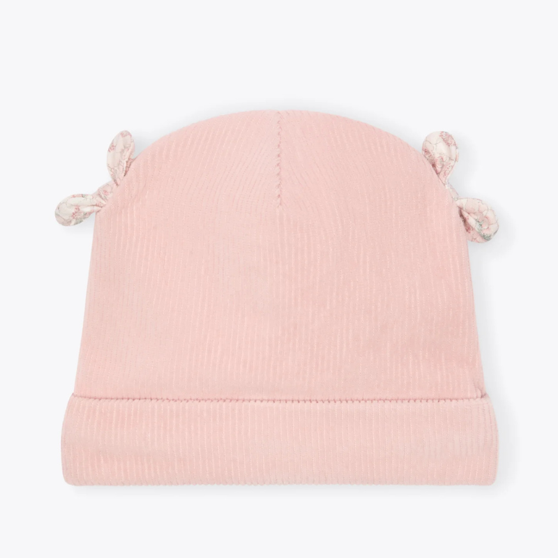 Berretta rosa in ciniglia con fiocchetti