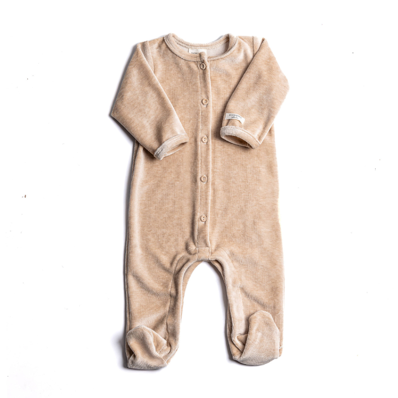Tutina con piedi apertura frontale - VELVET SAND