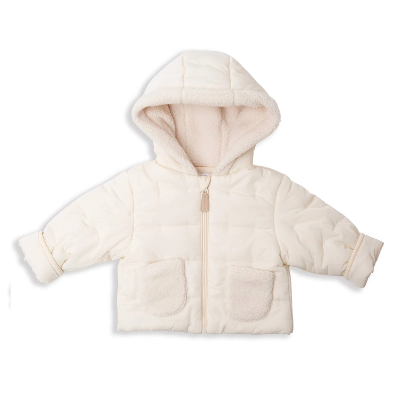 Giacca bimba con tasche teddy - WARM WHITE
