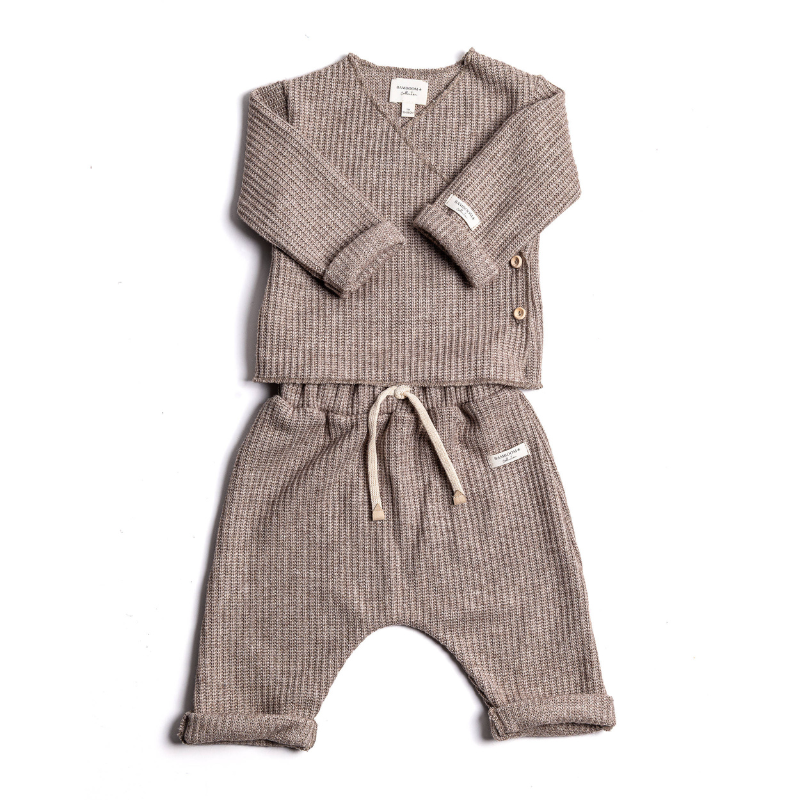 Twinset con apertura incrociata - SOFT BROWN