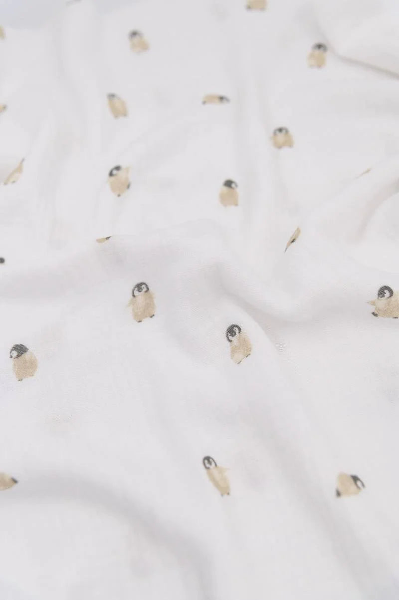 Swaddle Muslin XL multi-uso 120x120cm 2-Pack - Penguins / Sand