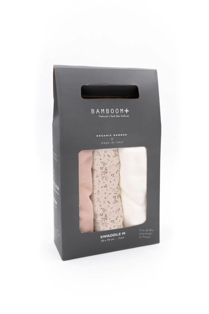 Swaddle Muslin Medium multi-uso 70x70cm 3-Pack - Sophie / Offwhite / Soft Pink