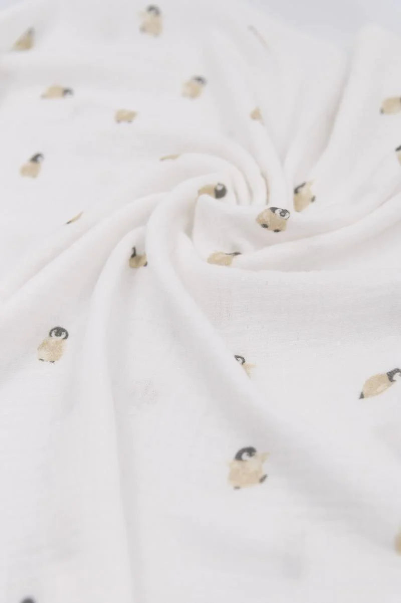 Swaddle Muslin Medium multi-uso 70x70cm 3-Pack - Penguins / Offwhite / Sand