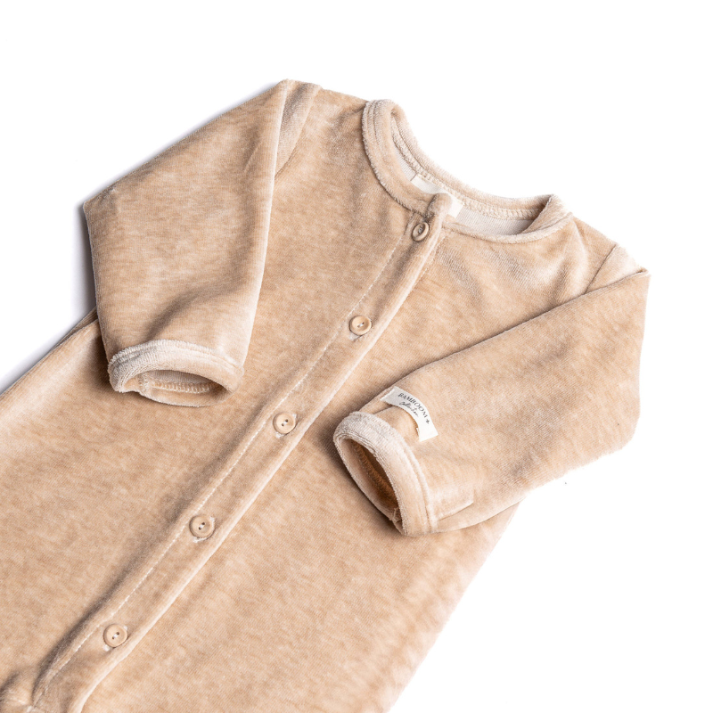 Tutina con piedi apertura frontale - VELVET SAND