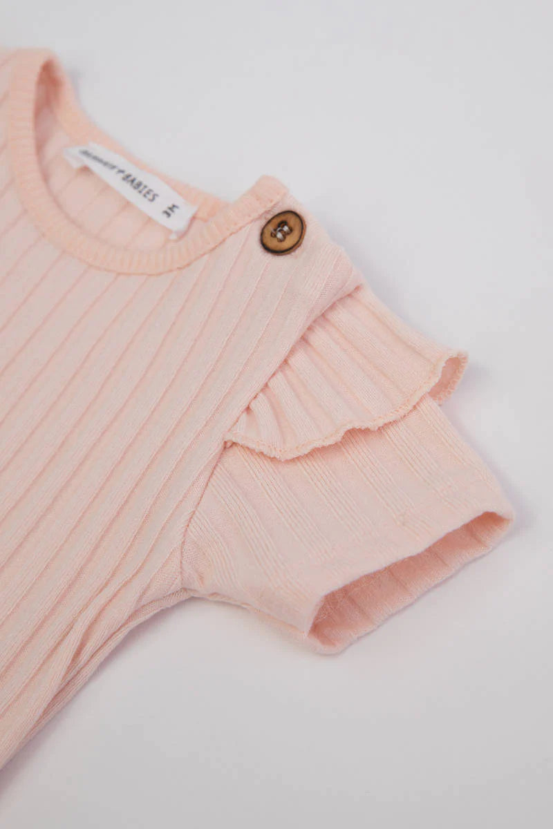 Shirt Volant con Leggins Rosa Chiaro