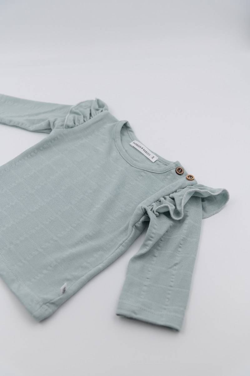 Shirt volant Azzurro con Pantaloncino vita alta Bianco