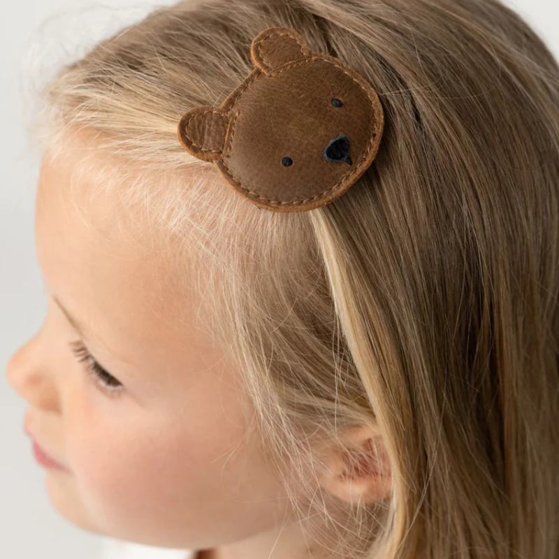 Josy Classic Hairclip | Bear | Cognac Classic Leather
