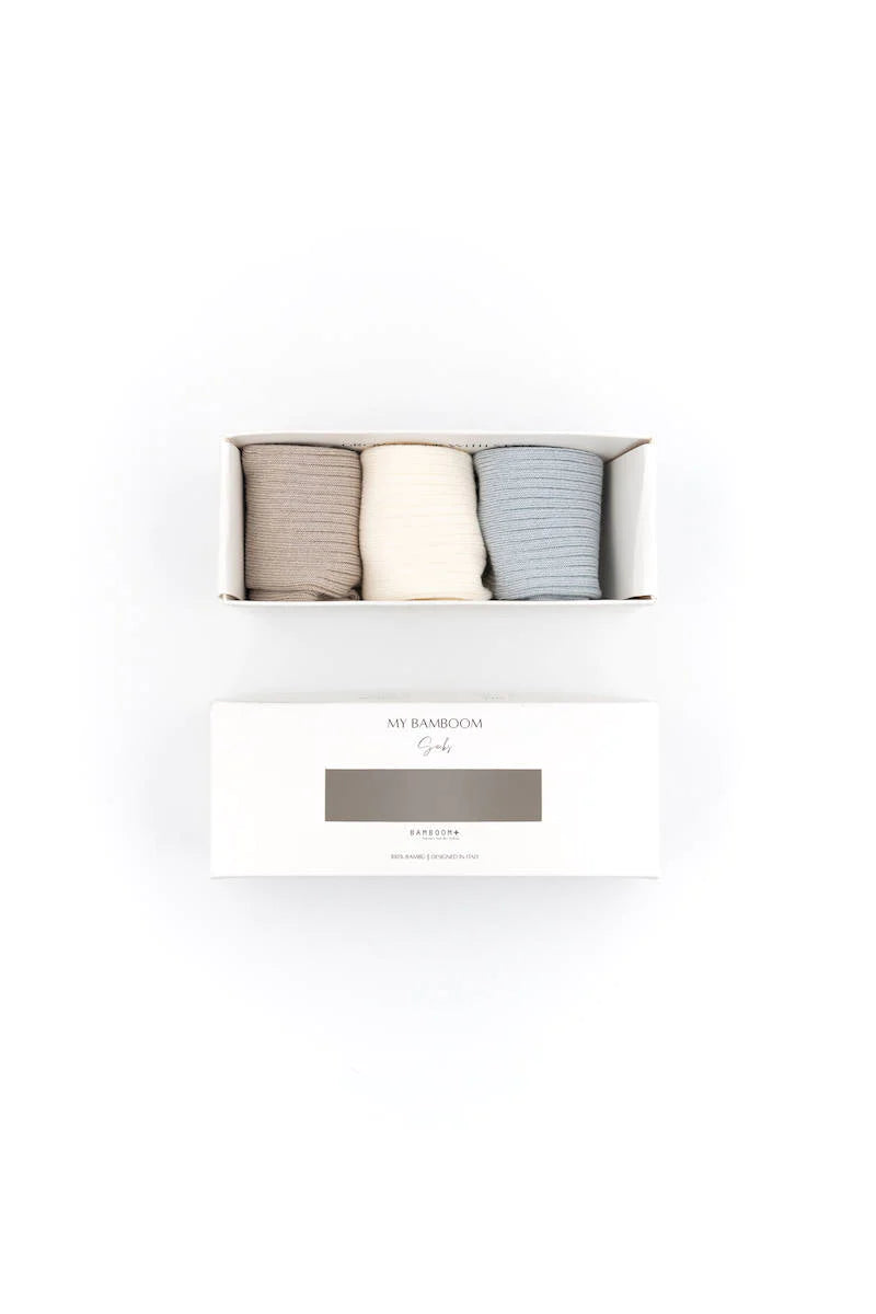 BOX 3PC Calze a Coste- Azzurro