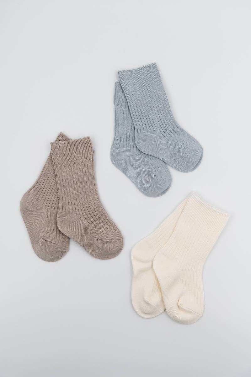 BOX 3PC Calze a Coste- Azzurro