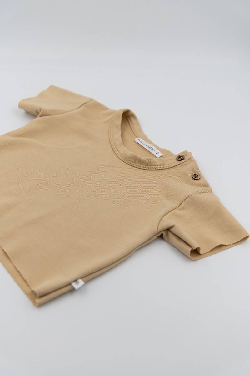 Shirt Cammello con Short Muslin Bianco