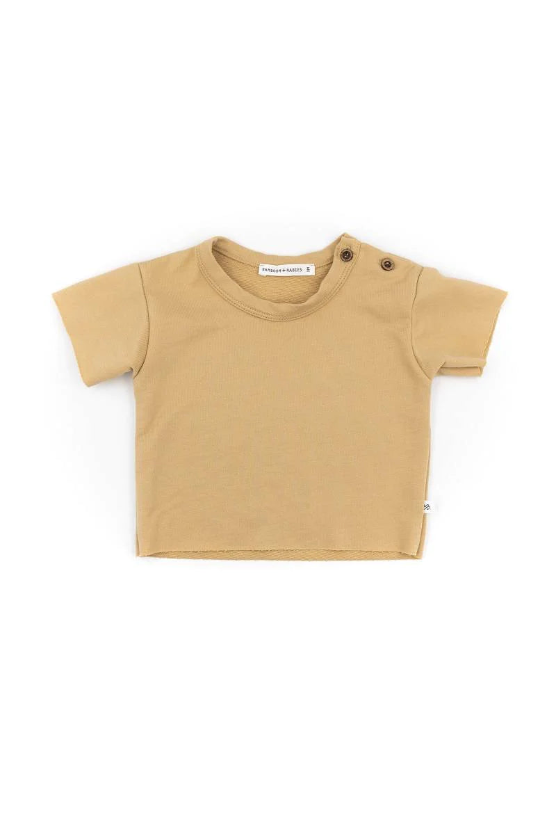 Shirt Cammello con Short Muslin Bianco