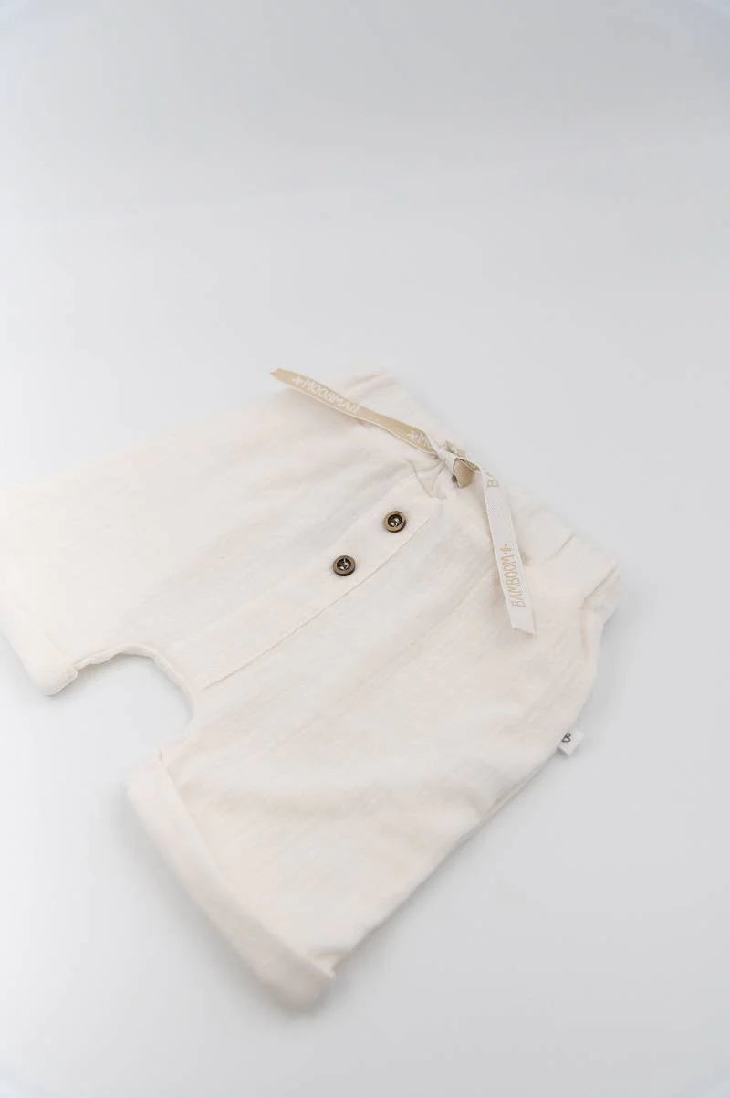 Shirt Cammello con Short Muslin Bianco