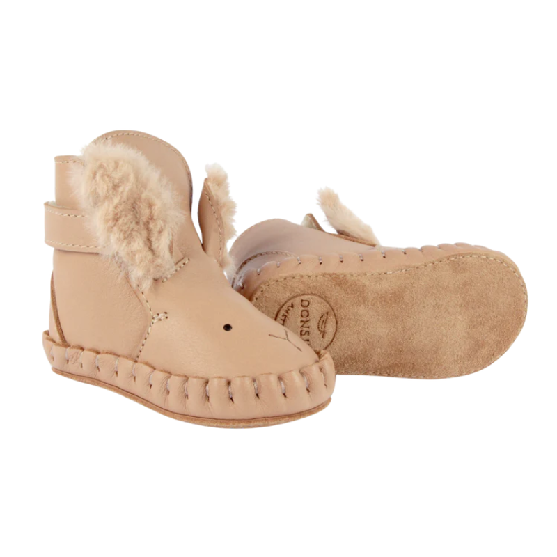 Kapi Exclusive Booties | Fluffy Bunny | Light Rust Leather
