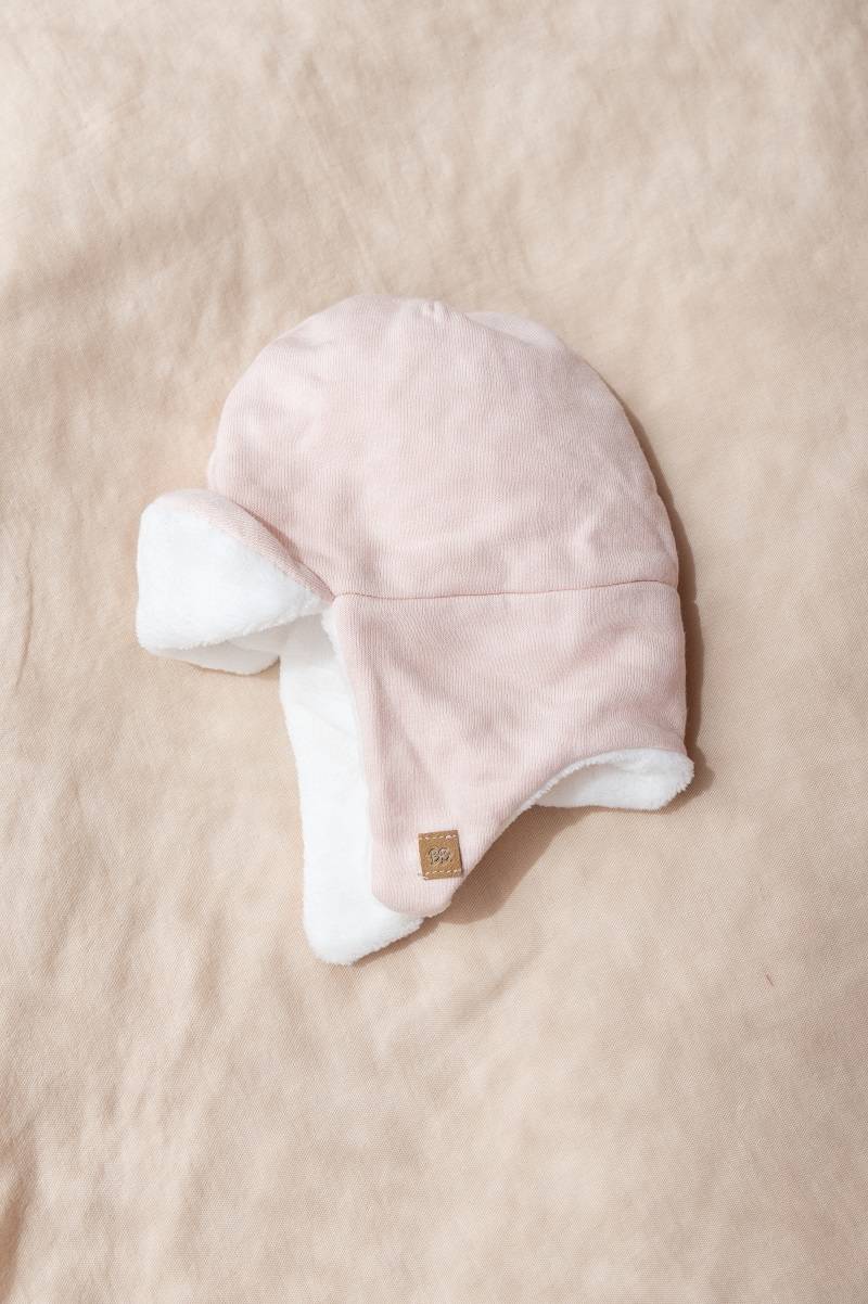 Cappellino pilota con teddy - Water Pink
