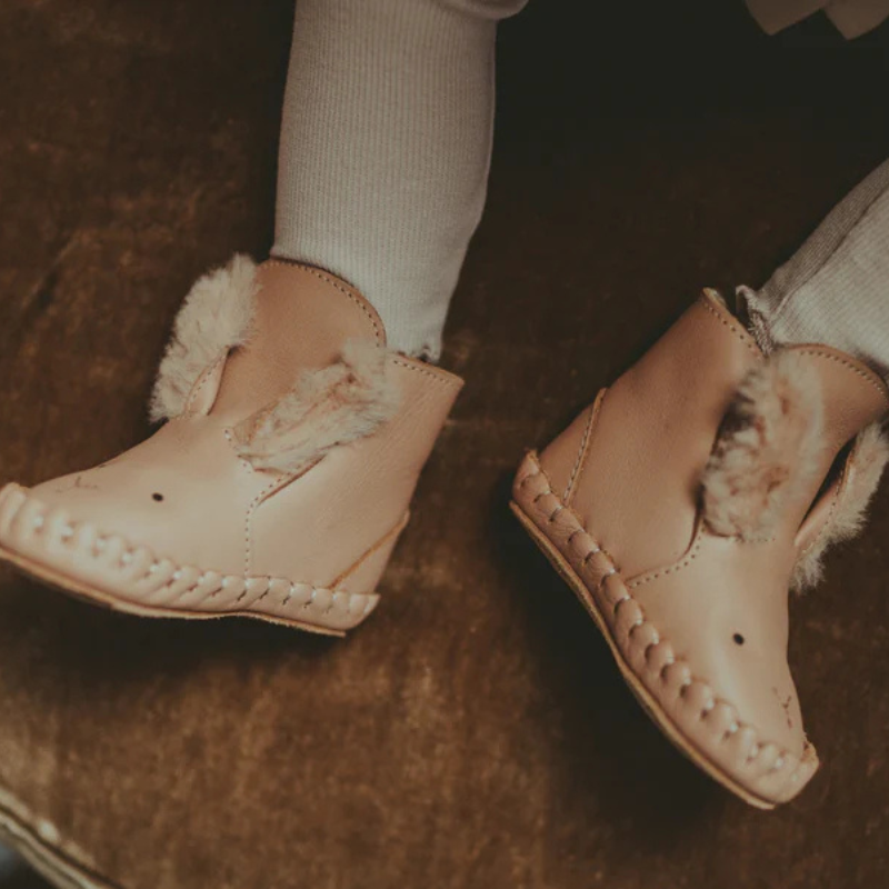 Kapi Exclusive Booties | Fluffy Bunny | Light Rust Leather