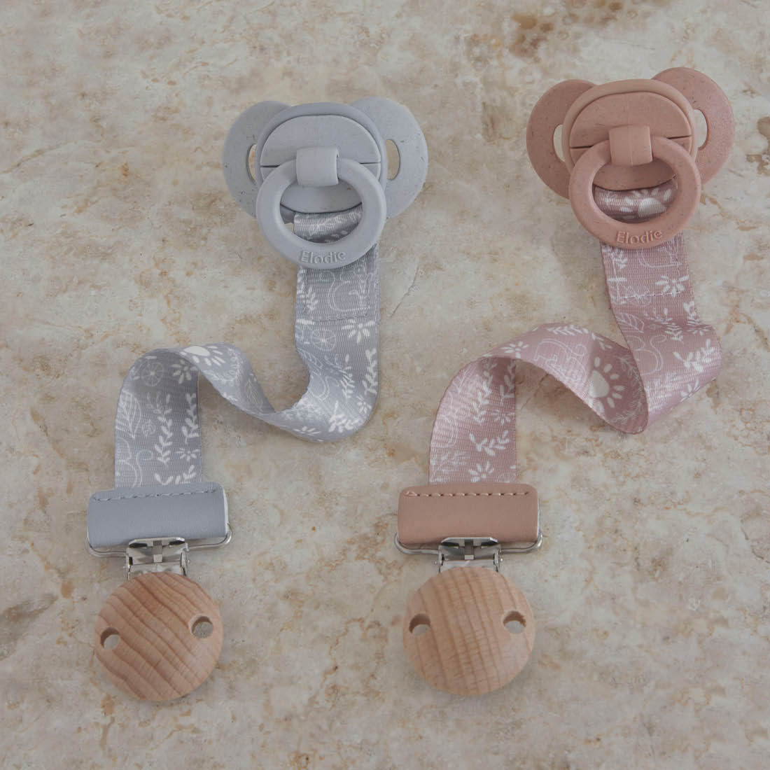 Clip per Ciuccio Legno - Monkey Sunrise Pink