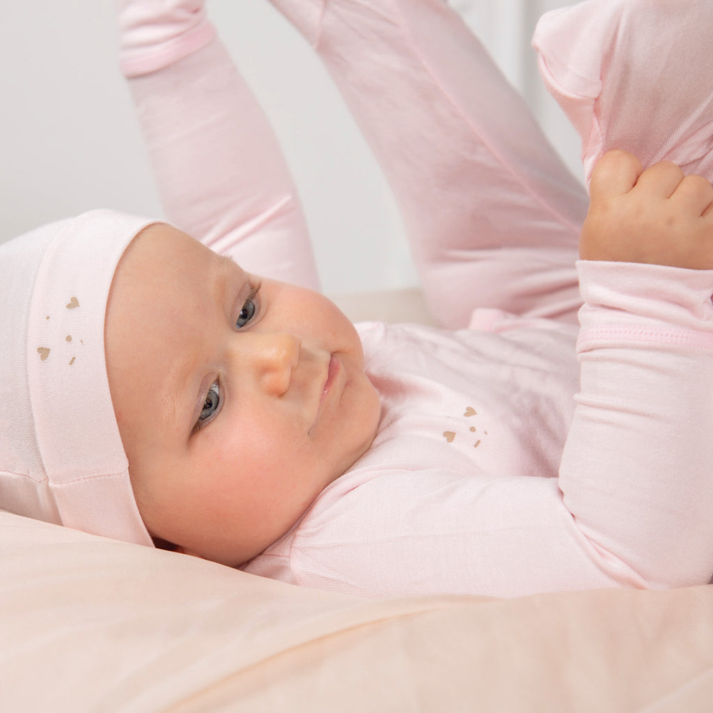 Set cappellino nascita 2 pz in jersey di Bamboo-Rosa