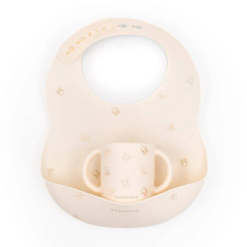 Bavaglino in silicone e tazza Animal Friends