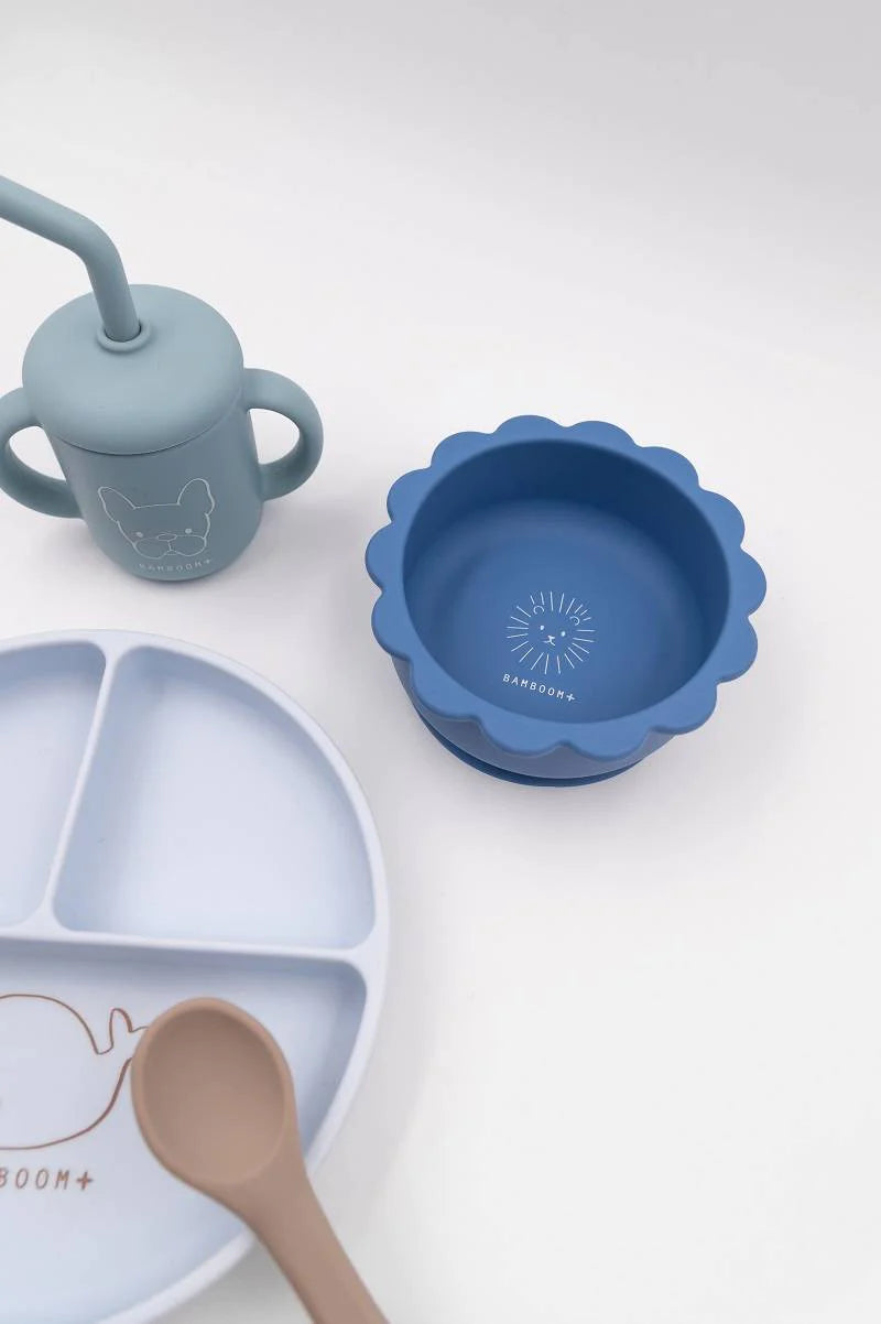 Set Bimbo in Silicone ( piatto, scodella, cucchiaio, bicchiere) - BLU 06