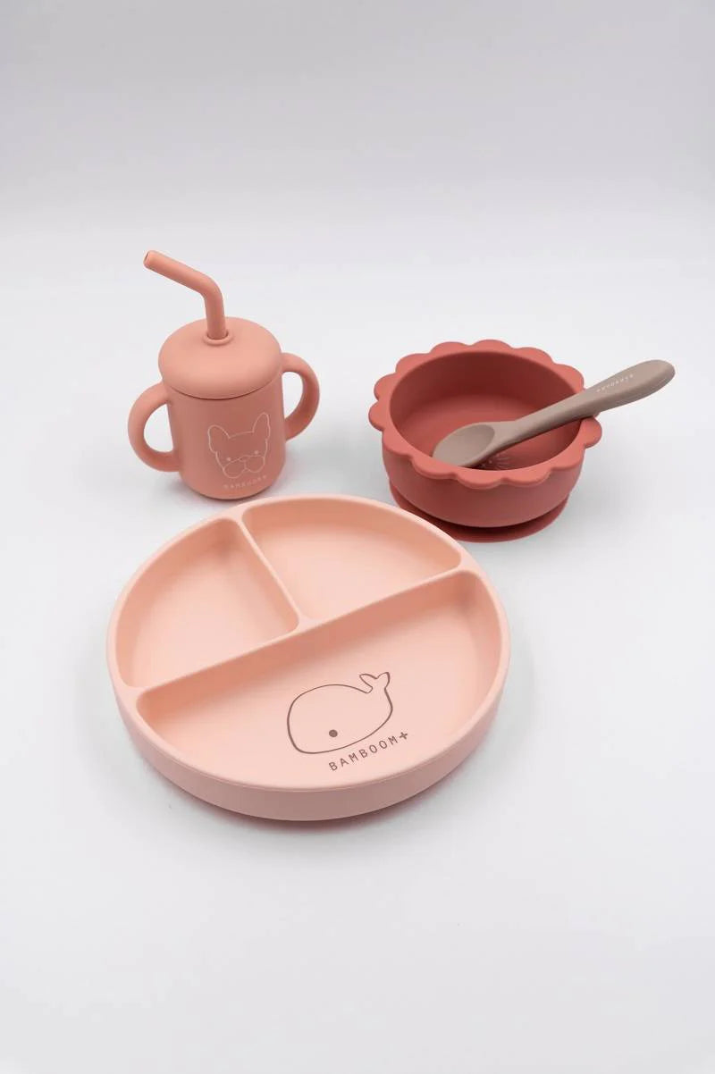 Set Bimbo in Silicone ( piatto, scodella, cucchiaio, bicchiere) - PINK 07