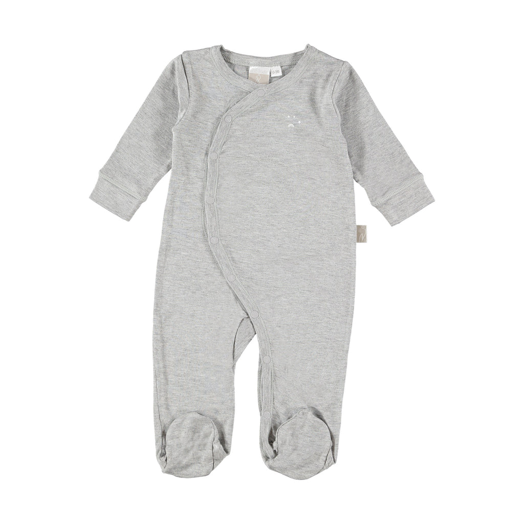 Tutina Jersey di bamboo con piedi-Grigio