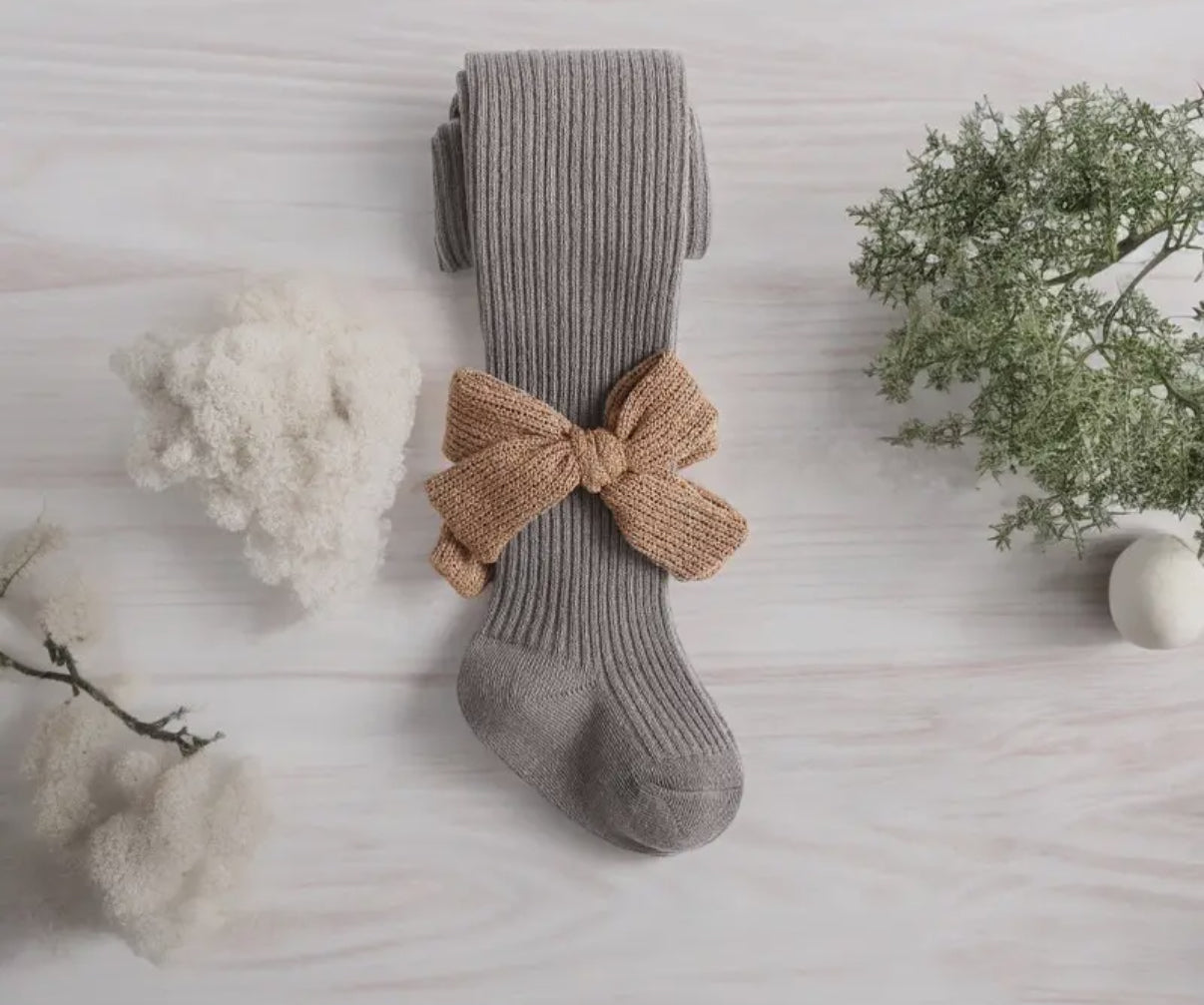 Collant grigio con fiocco