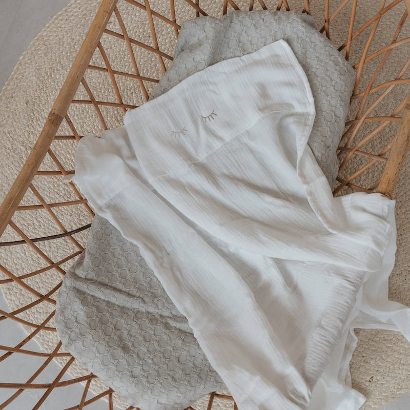 Lenzuola per culla/carrozzina 75x100cm, con federa- White Sleepy