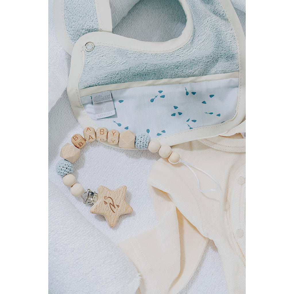 Bavaglio in cotone Bio e spugna bamboo-Azzurro Polvere