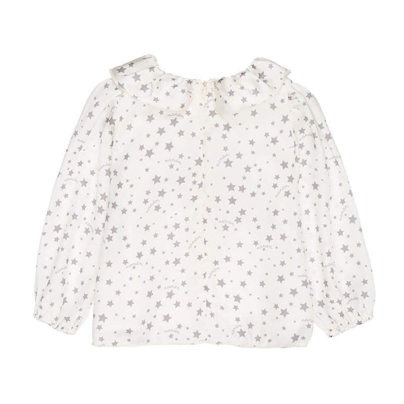 Blusa Stelle con Fiocco con Shorts Grigi con Strass