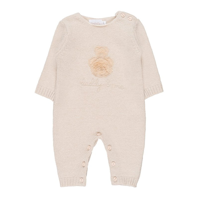 Tutina in Filo Beige con Orsetto "Daddy Me"