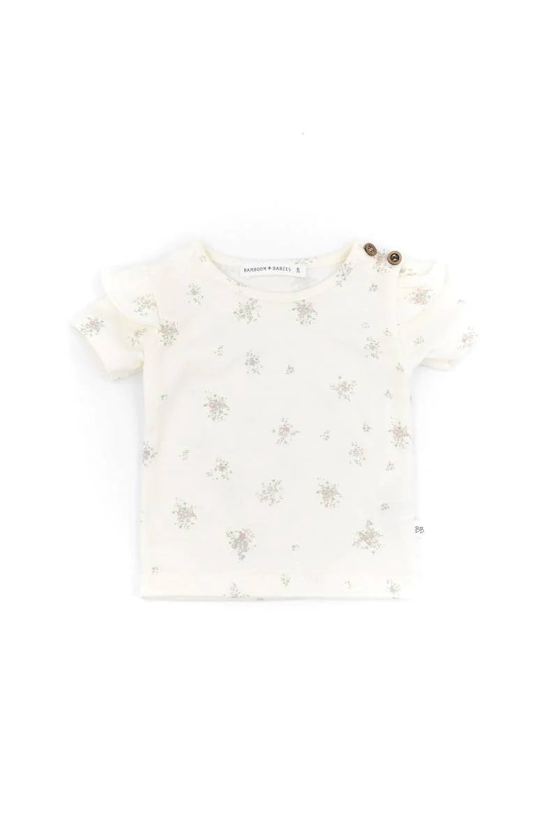 Shirt spalle volant - Bouquet con Pantaloncino palloncino - Azzurro