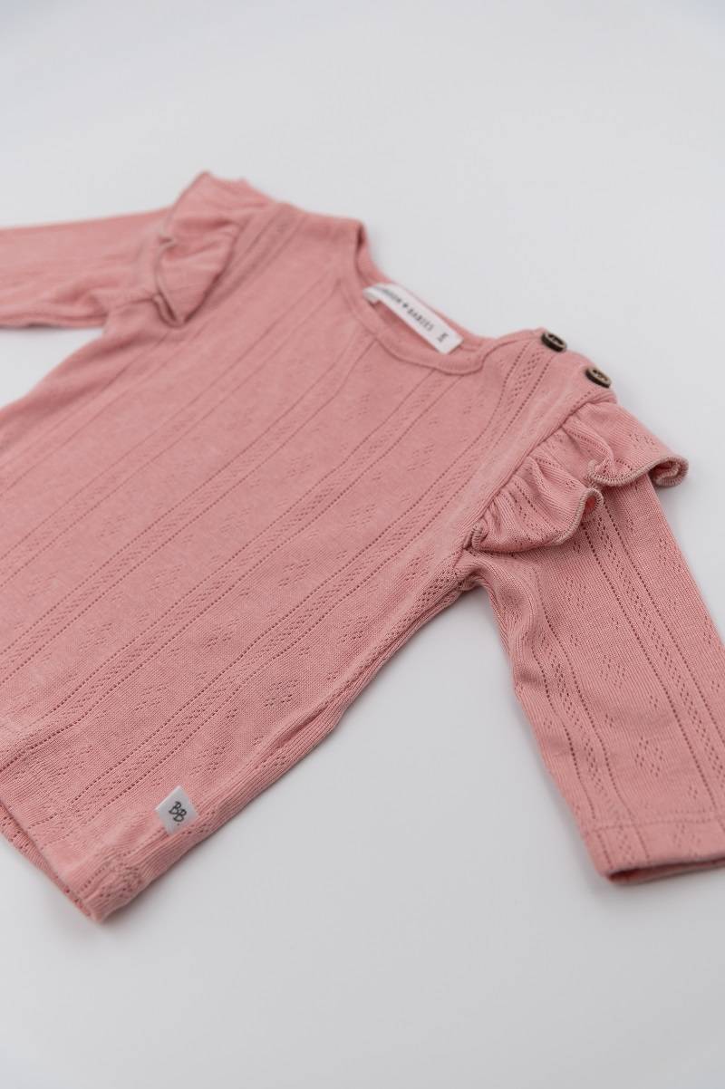 Shirt volant Rosa Scuro con  Pantaloncino vita alta Rosa Chiaro