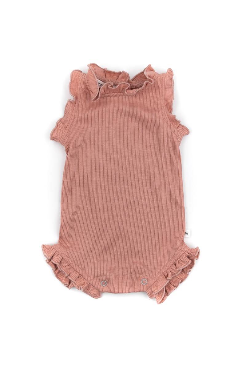 Pagliaccetto bimba bordi volant - Rosa Scuro 337