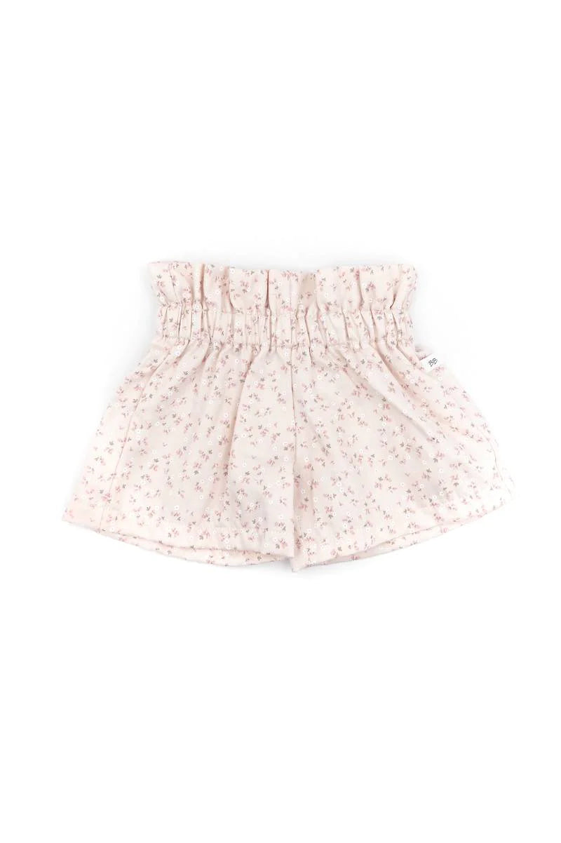 Shirt spalle volant - Rosa Scuro con Pantaloncino vita alta - Spring Rosa