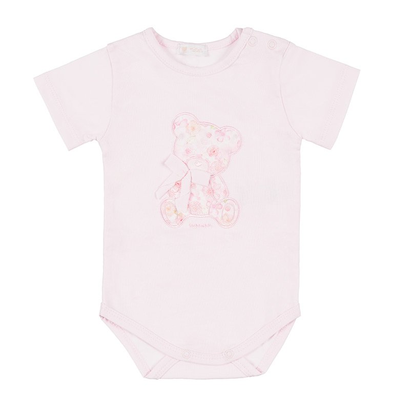 Body con Orso in Jersey Rosa