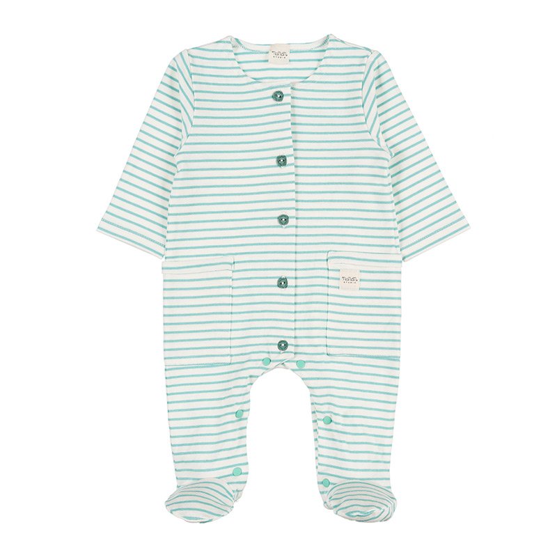 Tutina Rigata Aperta Davanti Verde